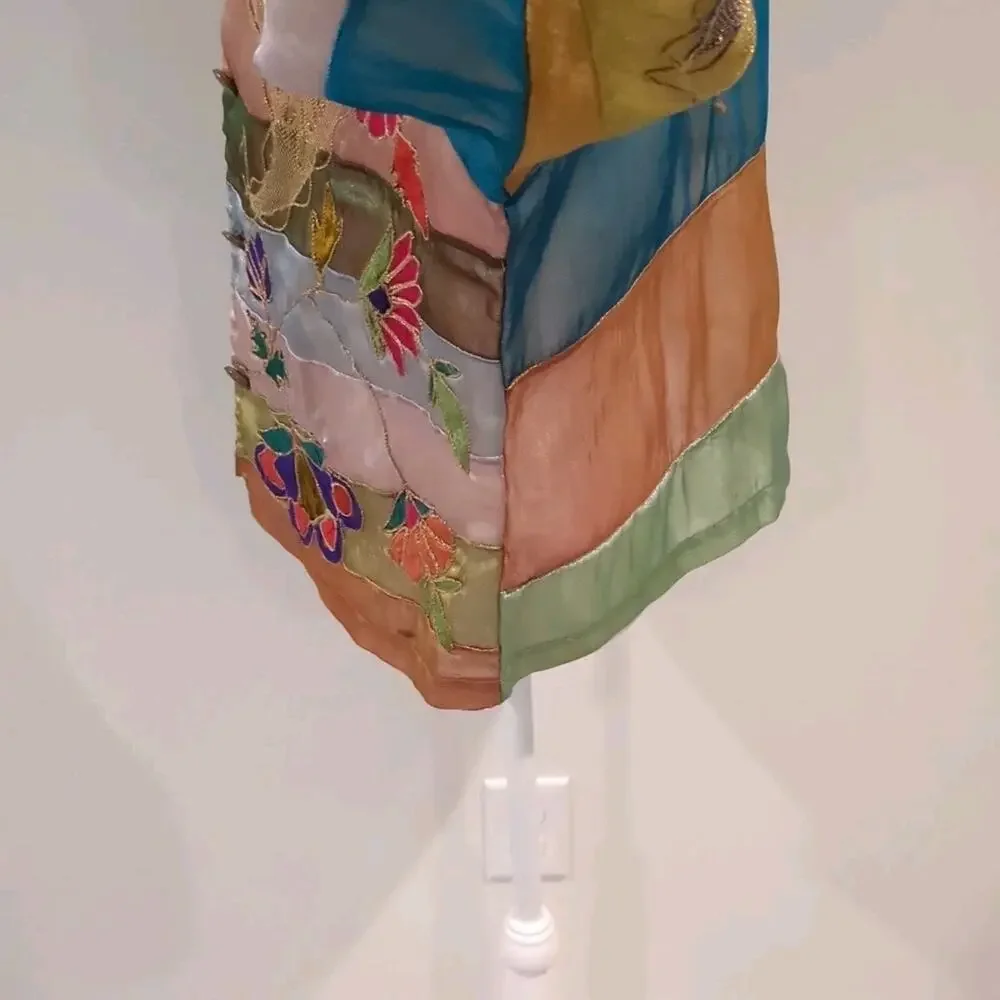 Sandy Starkman Womens S Sheer Colorful Boho Embroidered Floral Appliqué Jacket